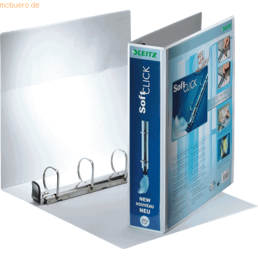 4 x Leitz Ringbuch Soft Click A4 4 Ringe 40mm weiß 2 Außentaschen