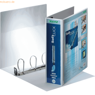 Leitz Ringbuch Soft Click A4 4 Ringe 60mm weiß 2 Außentaschen