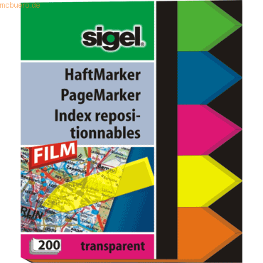 Sigel Haftmarker Pfeil 60x45mm VE=200 Blatt 5 Farben
