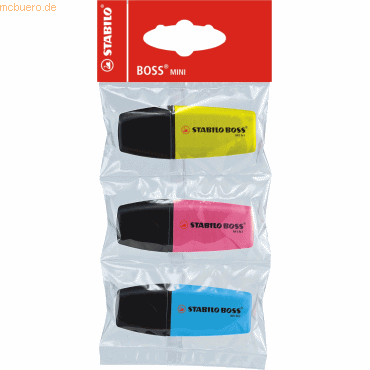 10 x Stabilo Textmarker BOSS MINI VE=3 Stck gelb blau pink