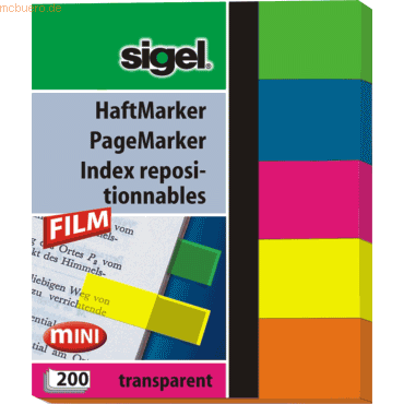 Sigel Haftmarker Film 12x60mm 5 Farben