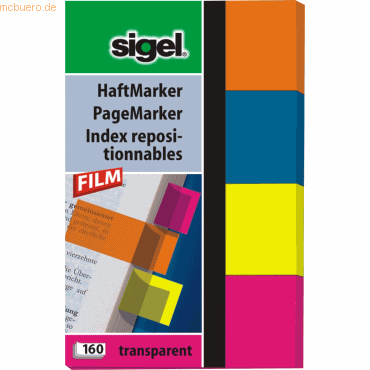 Sigel Haftmarker Film 50x80mm 4 Farben VE=160 Blatt