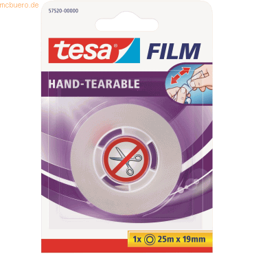Tesa Klebefilm 19mmx25m von Hand einreißbar klar