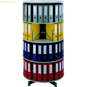 Reef Ordnerdrehsule H 158 cm 4 Etagen max. 96 Ordner grau