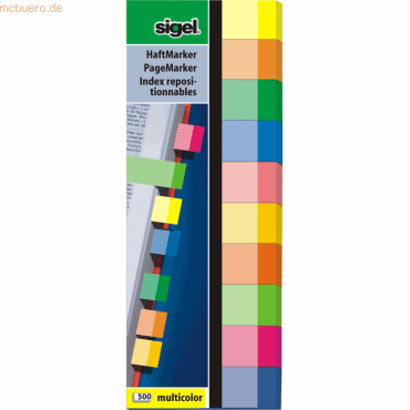 Sigel Haftmarker Multicolor 150x50mm 10 Farben VE=500 Blatt