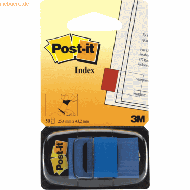 Post-it Index Index Standard 25,4x43,2mm blau VE=50 Streifen