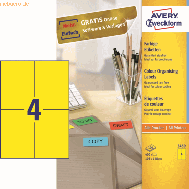 Avery Zweckform Etiketten Inkjet/Laser/Kopier 105x48mm VE=400 Stck ge