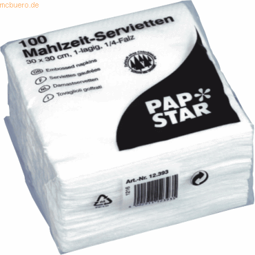 Papstar Prgeservietten wei VE=100 Stck