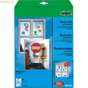 Sigel Fensterfolie Inkjet A4 klar VE=4 Blatt