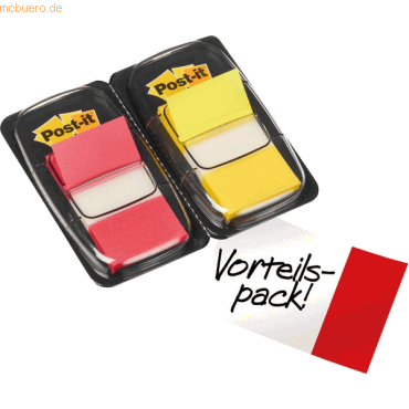 Post-it Index Index Set 25,4x43,2mm rot/gelb VE=2x50 Streifen