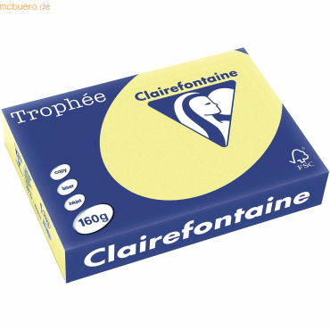 Clairefontaine Kopierpapier Trophee Pastell A4 160g/qm gelb VE=250 Bla