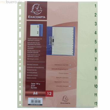 10 x Exacompta Register A4+ Karton 155g 12-teilig 1-12 chamois