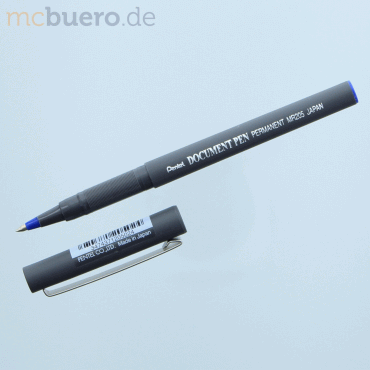 12 x Pentel Tintenroller Document Pen 0,25mm blau