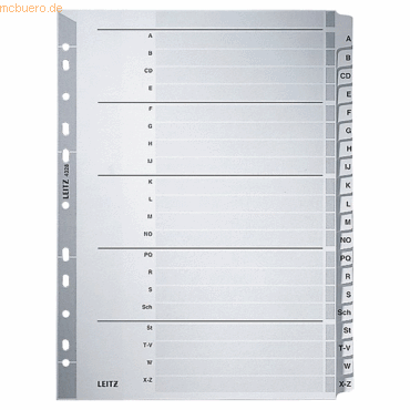 Leitz Register A4 160g/qm Karton A-Z grau