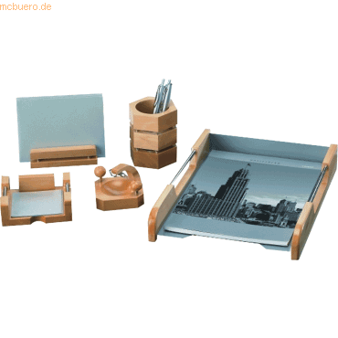 Rumold Schreibtisch-Set 5-teilig naturholz/silber