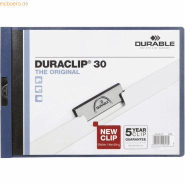 25 x Durable Cliphefter Duraclip A4 quer dunkelblau