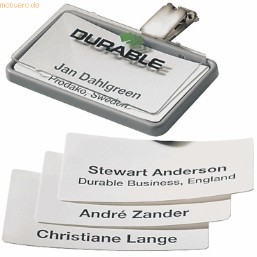 Durable Namensschilder Clip-Card mit Clip 40x75 grau VE=25 Stck