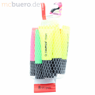 10 x Stabilo Textmarker Neon sortiert Netz mit 8 Stiften