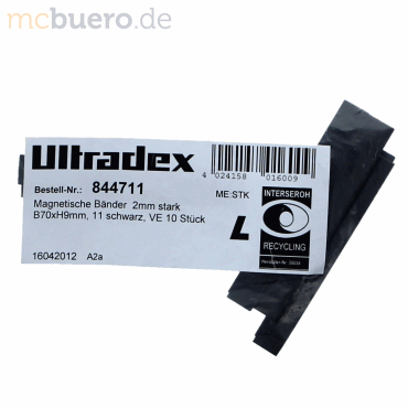 Ultradex Magnetische Abschnitte 70x9x2mm VE=10 Stck schwarz