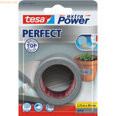 6 x Tesa Gewebeband extra Power Perfect 38mmx2,75m grau Blister