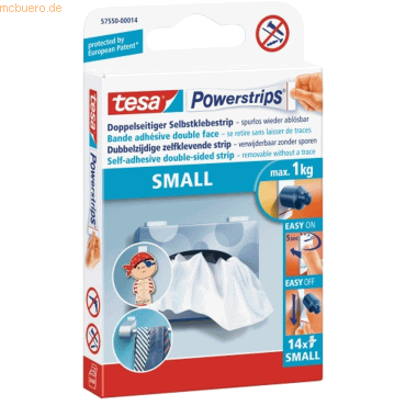 Tesa Powerstrips Small weiß bis zu 1kg VE=14 Stück
