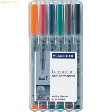 Staedtler Folienschreiber Lumocolor 6er Etui nonpermanent fein