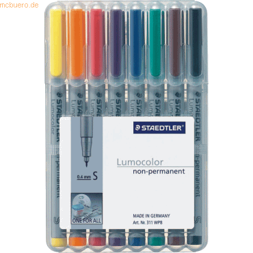 Staedtler Folienschreiber Lumocolor 8er Etui nonpermanent superfein