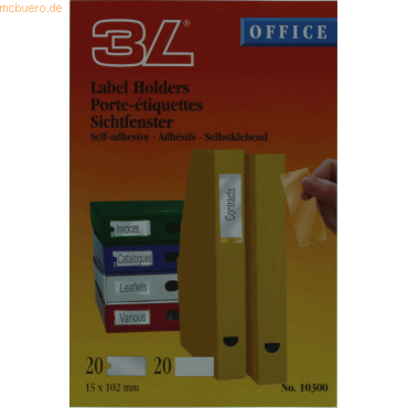 10 x 3L Sichtfenster 15x102mm selbstklebend Kunststoff inkl.Etiketten