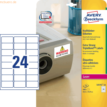 Avery Zweckform Etiketten 63,5x33,9mm stark klebend wei VE=480 Stck