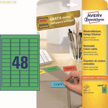 Avery Zweckform Etiketten Inkjet/Laser/Kopier 45.7x21.2mm Mini VE=960
