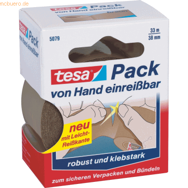 6 x Tesa Packband PVC 38mm x 33m braun