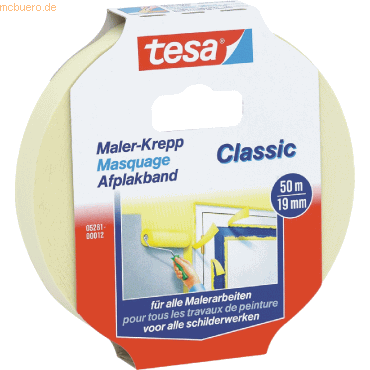 16 x Tesa Maler-Kreppband Classic 50m:19mm beige