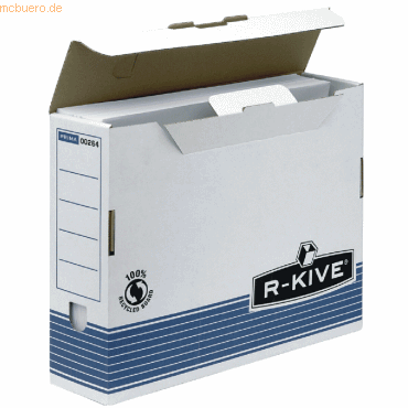 10 x Fellowes Archivbox R-Kive Prima 80x311x255mm blau/schwarz/weiß