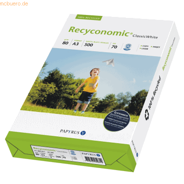 Papyrus Kopierpapier Recyconomic Classic White A3 80g wei RC VE=500 B