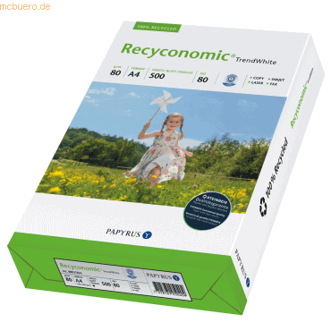 Papyrus Kopierpapier Recyconomic Trend White A4 80g wei RC VE=500 Bla