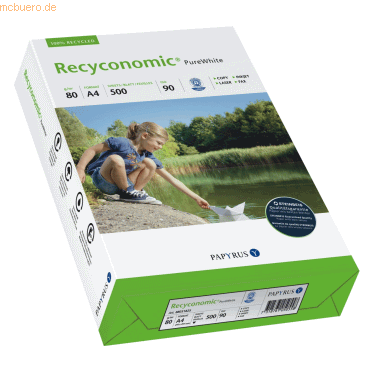 Papyrus Kopierpapier Recyconomic Pure White A4 80g wei RC VE=500 Blat