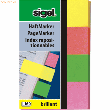 Sigel Haftmarker brillant 50x80mm 4 Farben VE=4 Stck