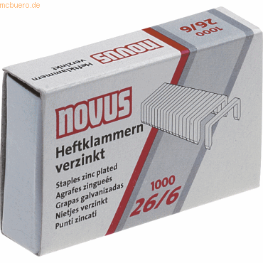 Novus Heftklammern 26/6 verzinkt VE=1000 Stück