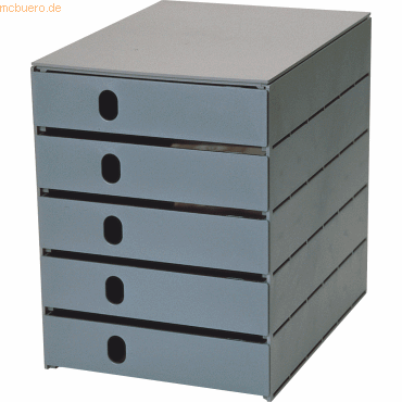Styro Schubladenbox styroval 5 Schbe geschlossene Schbe grau