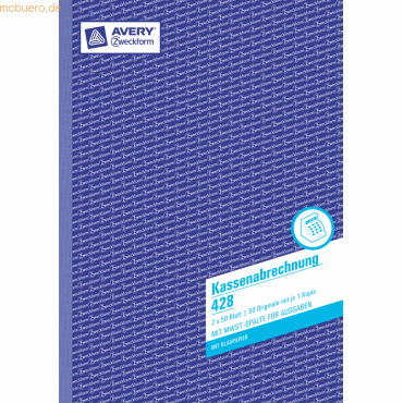 Avery Zweckform Formularbuch Kassenabrechnung A4 VE=2x50 Blatt mit Aus