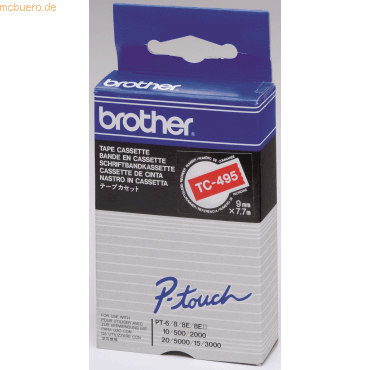Brother Schriftbandkassette 9mm TC-495 rot/wei