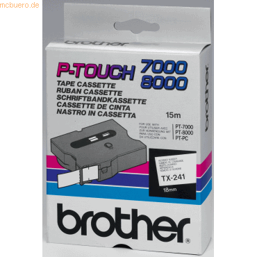 Brother Schriftbandkassette 18mm TX-241 wei/schwarz