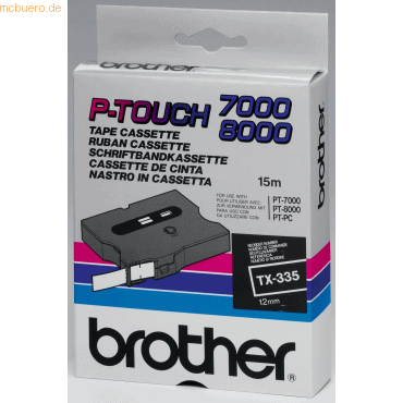 Brother Schriftbandkassette 12mm TX-335 schwarz/wei