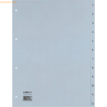20 x Hetzel Register A4 PP 1-12 grau