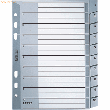 Leitz Register A5 1-10 PP grau mit Deckblatt