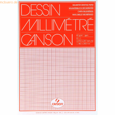 Canson Millimeterpapier Block A4 80g/qm VE=50 Blatt