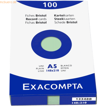 Exacompta Karteikarten A5 blanko grn VE=100 Stck