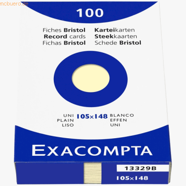 Exacompta Karteikarten A6 blanko gelb VE=100 Stck