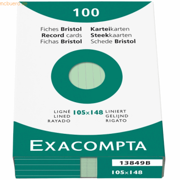 Exacompta Karteikarten A6 liniert grn VE=100 Stck