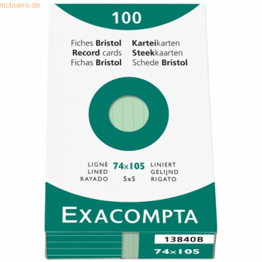 Exacompta Karteikarten A7 liniert grn VE=100 Stck
